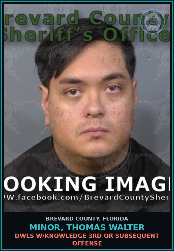 Booking mugshot of MINOR, THOMAS WALTER in Brevard County