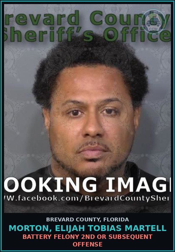 Booking mugshot of Morton, Elijah Tobias Martell in Brevard County