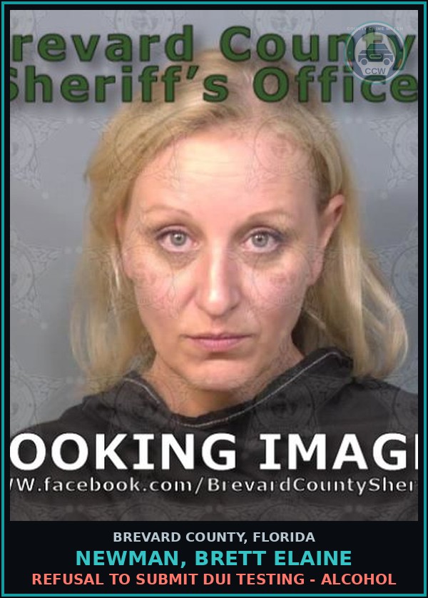 Booking mugshot of NEWMAN, BRETT ELAINE in Brevard County
