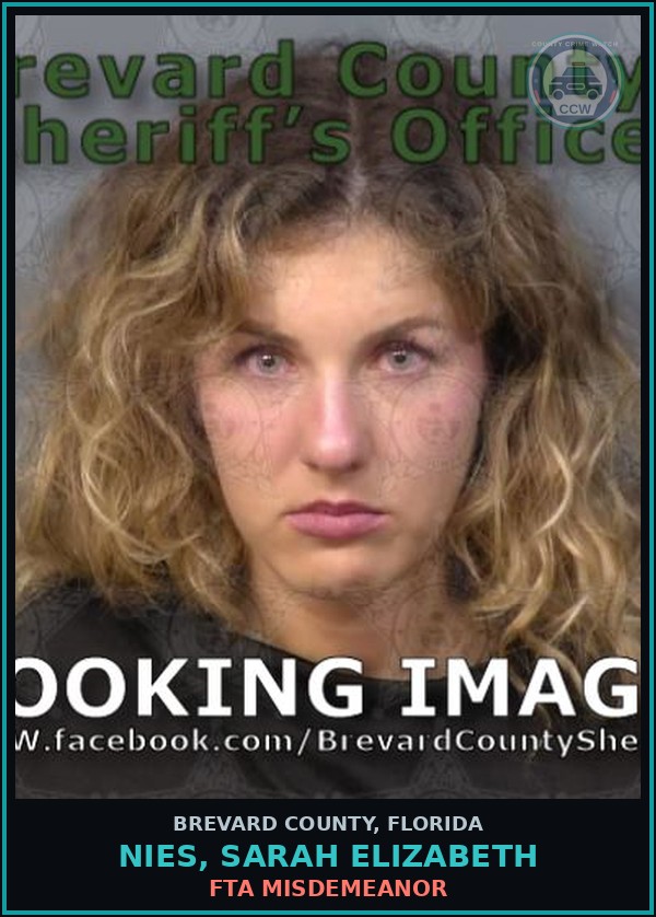 Booking mugshot of NIES, SARAH ELIZABETH in Brevard County