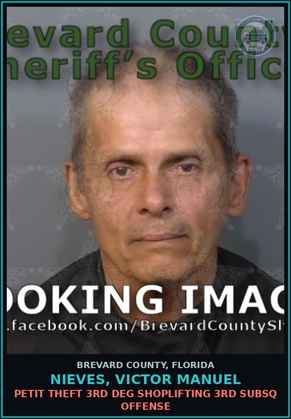 Booking mugshot of NIEVES, VICTOR MANUEL in Brevard County
