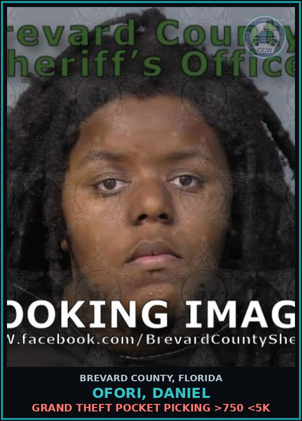 Booking mugshot of OFORI, DANIEL in Brevard County