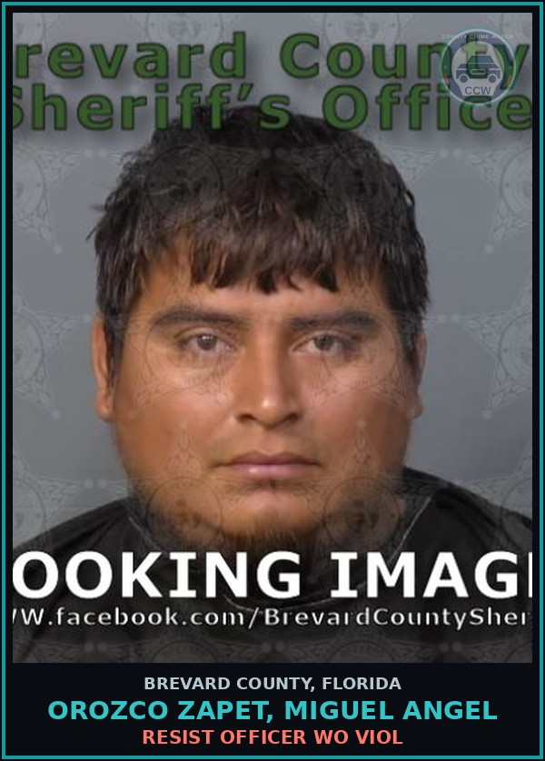Booking mugshot of OROZCO ZAPET, MIGUEL ANGEL in Brevard County