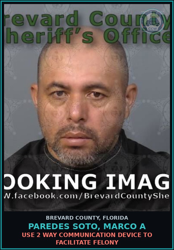 Booking mugshot of PAREDES SOTO, MARCO A in Brevard County