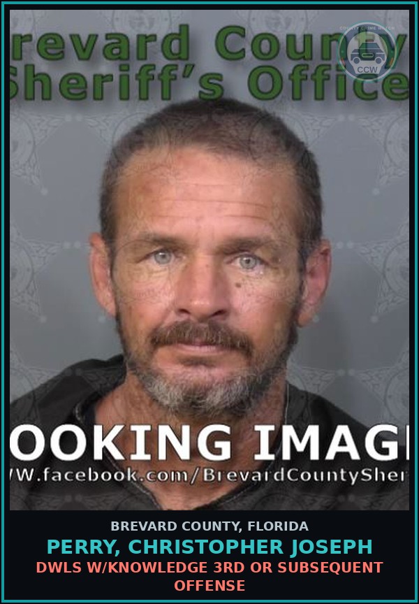 Booking mugshot of Perry, Christopher Joseph in Brevard County