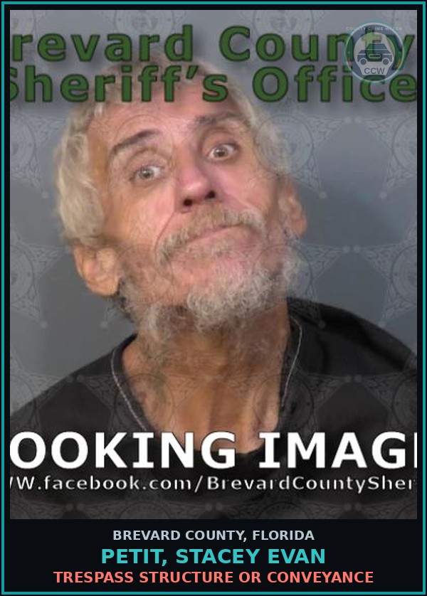 Booking mugshot of PETIT, STACEY EVAN in Brevard County