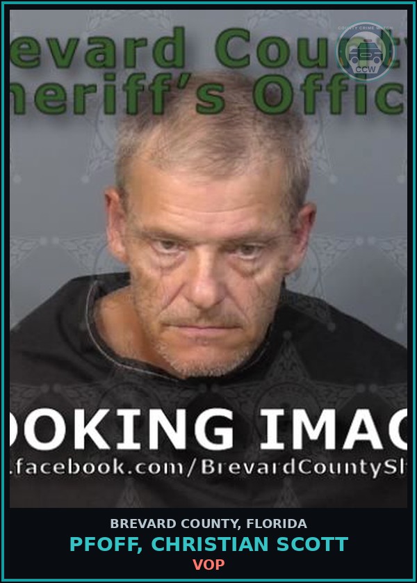 Booking mugshot of PFOFF, CHRISTIAN SCOTT in Brevard County
