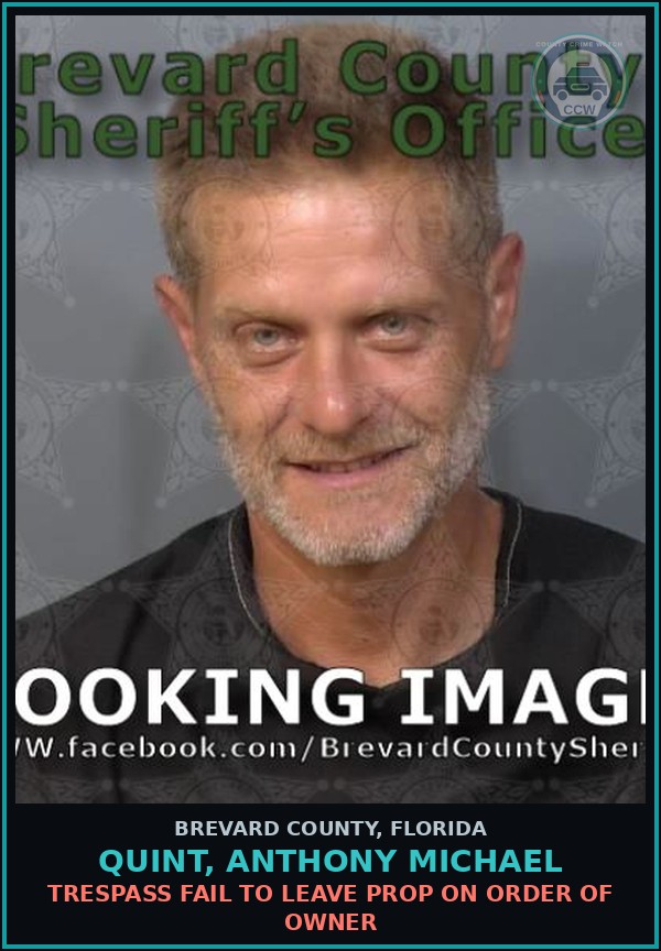 Booking mugshot of Quint, Anthony Michael in Brevard County