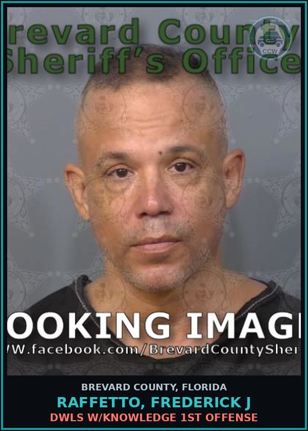 Booking mugshot of RAFFETTO, FREDERICK J in Brevard County