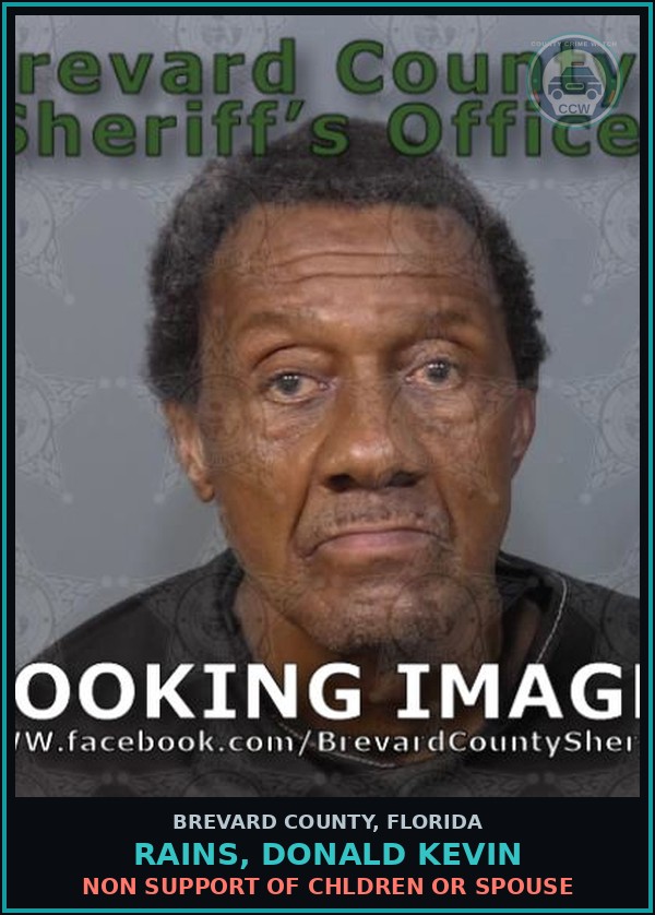 Booking mugshot of Rains, Donald Kevin in Brevard County
