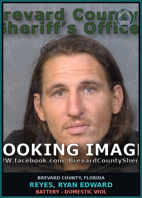 Booking mugshot of Reyes, Ryan Edward in Brevard County