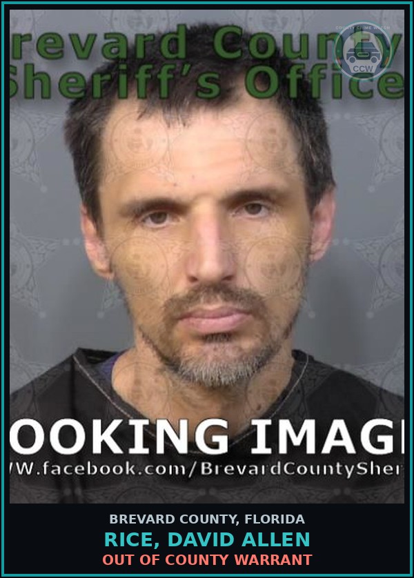 Booking mugshot of RICE, DAVID ALLEN in Brevard County