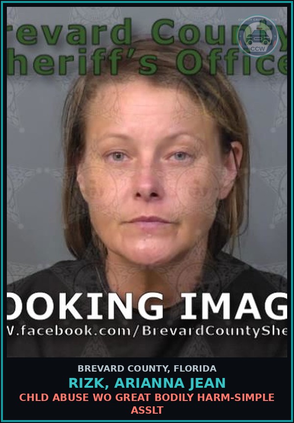 Booking mugshot of RIZK, ARIANNA JEAN in Brevard County