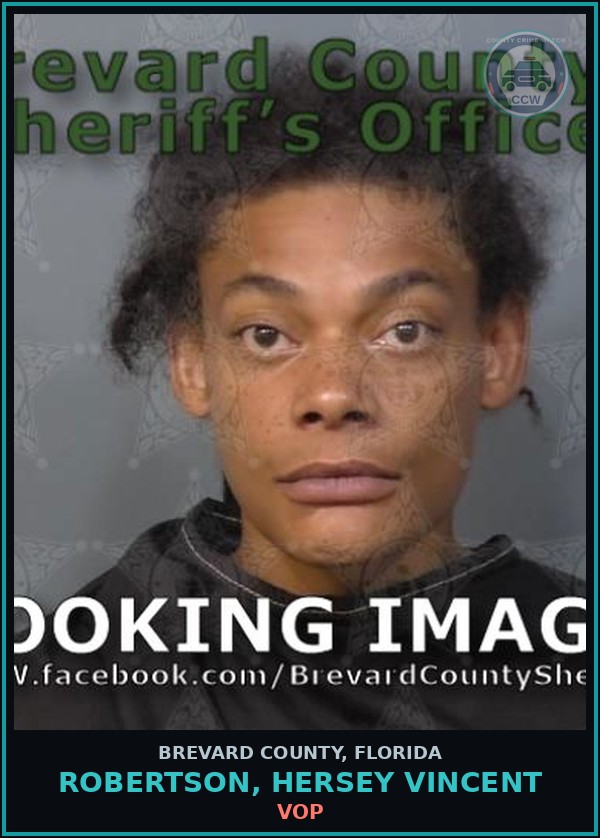 Booking mugshot of ROBERTSON, HERSEY VINCENT in Brevard County