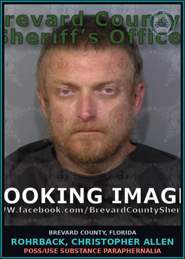Booking mugshot of ROHRBACK, CHRISTOPHER ALLEN in Brevard County