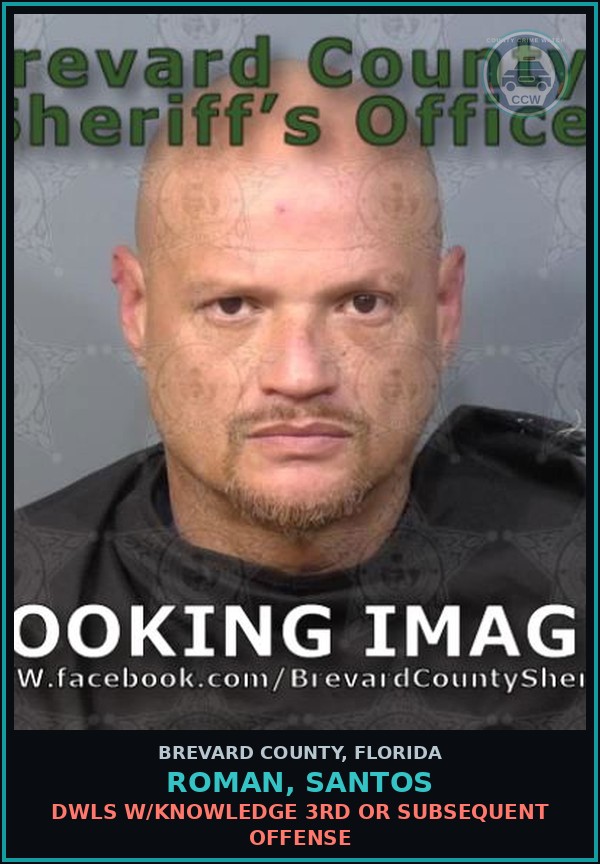 Booking mugshot of ROMAN, SANTOS in Brevard County