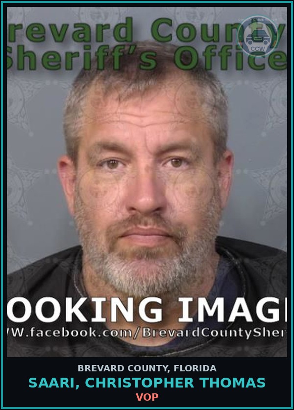 Booking mugshot of Saari, Christopher Thomas in Brevard County