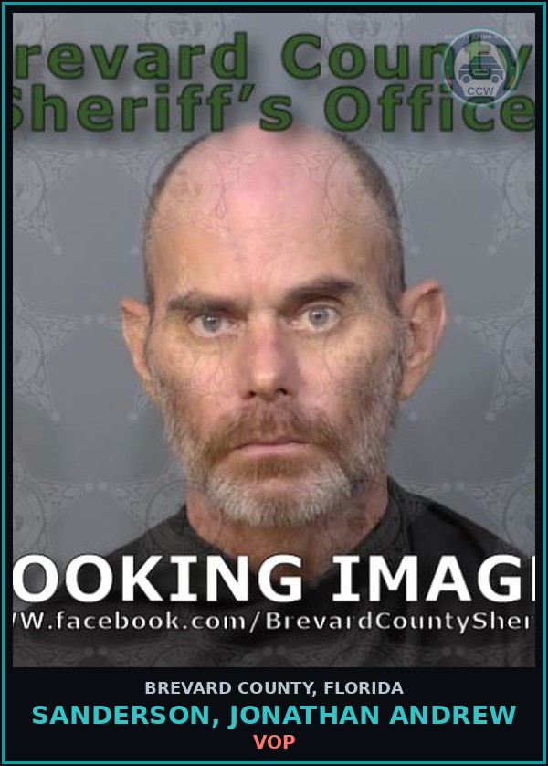 Booking mugshot of Sanderson, Jonathan Andrew in Brevard County