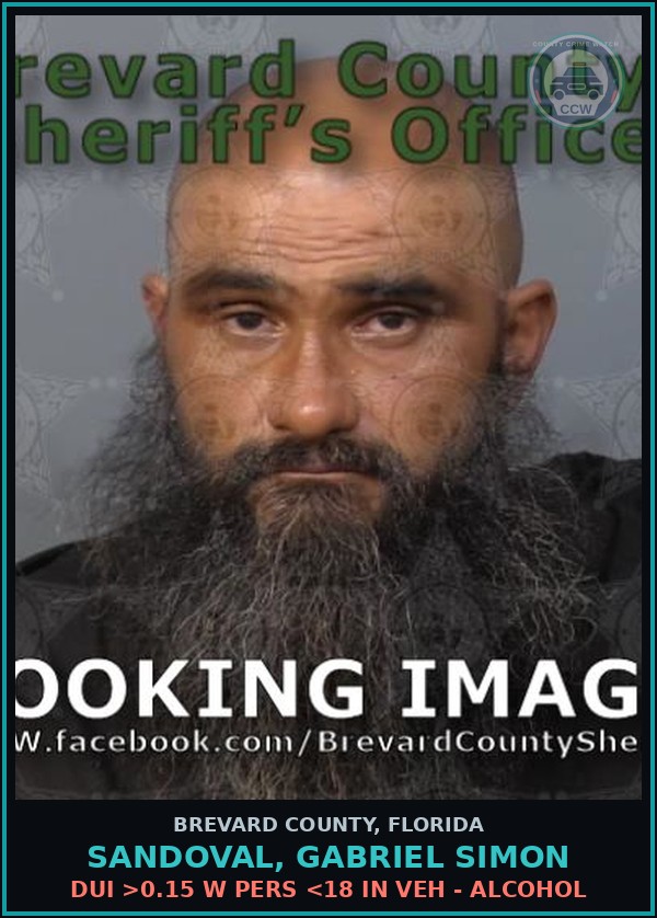 Booking mugshot of Sandoval, Gabriel Simon in Brevard County