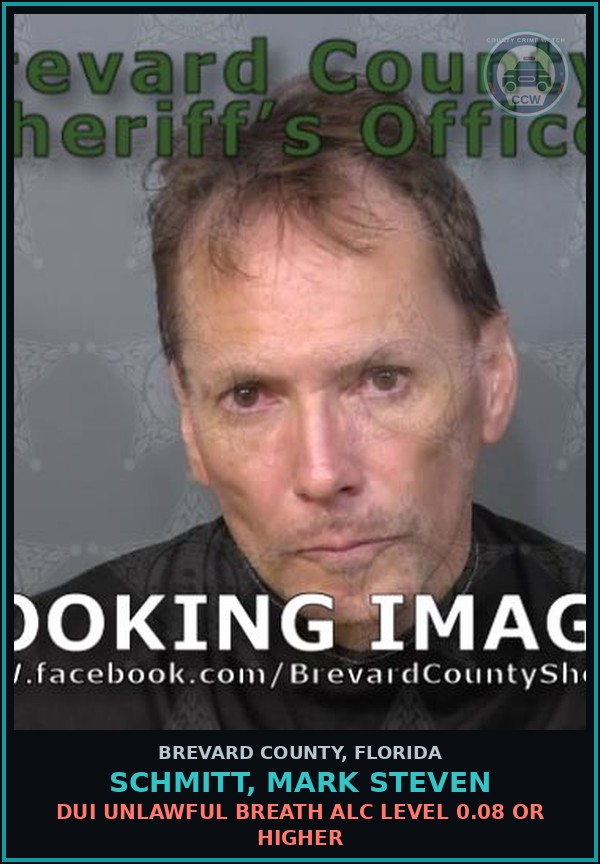 Booking mugshot of SCHMITT, MARK STEVEN in Brevard County