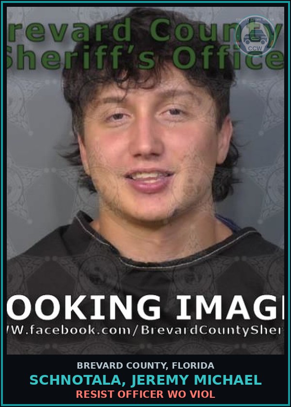 Booking mugshot of SCHNOTALA, JEREMY MICHAEL in Brevard County