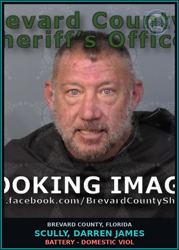 Booking mugshot of SCULLY, DARREN JAMES in Brevard County