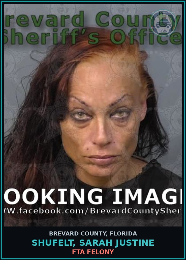 Booking mugshot of SHUFELT, SARAH JUSTINE in Brevard County