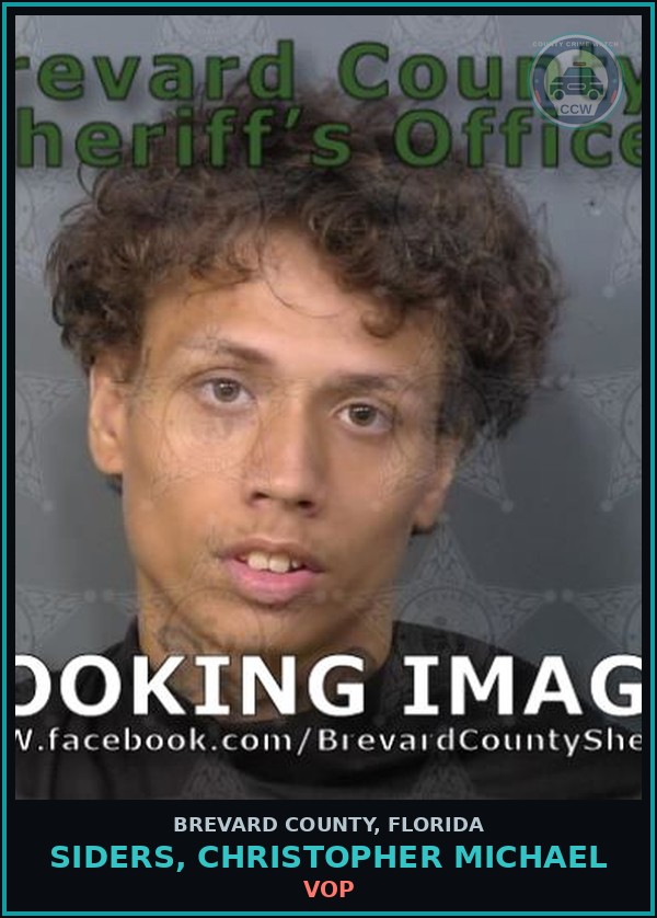 Booking mugshot of SIDERS, CHRISTOPHER MICHAEL in Brevard County