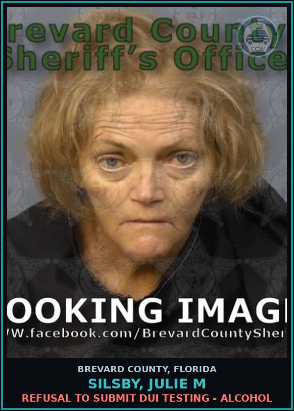 Booking mugshot of SILSBY, JULIE M in Brevard County