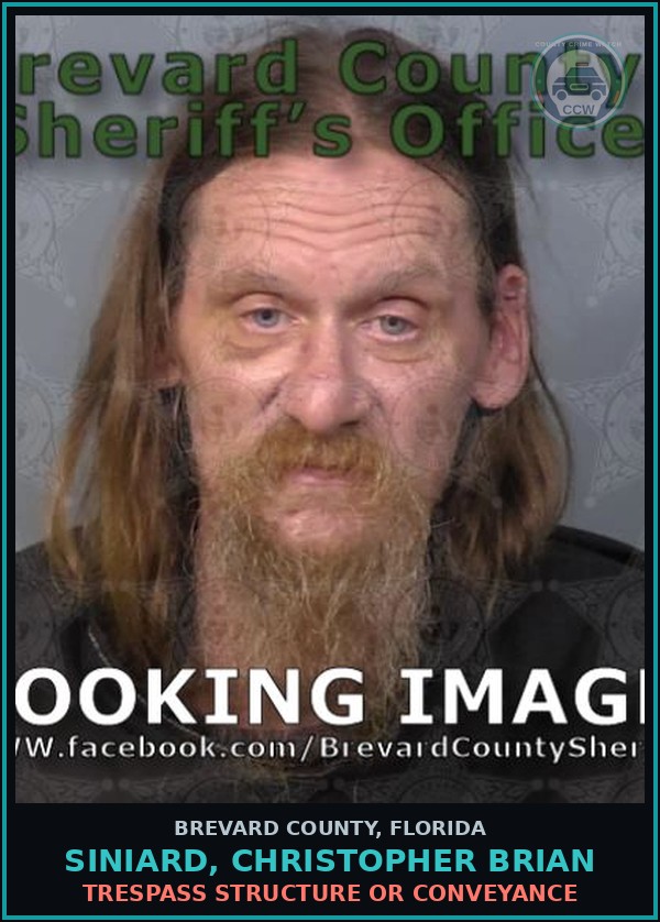 Booking mugshot of Siniard, Christopher Brian in Brevard County