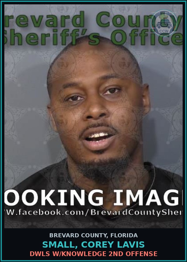 Booking mugshot of Small, Corey Lavis in Brevard County