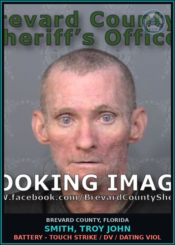 Booking mugshot of SMITH, TROY JOHN in Brevard County