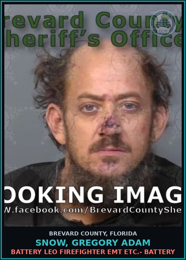 Booking mugshot of Snow, Gregory Adam in Brevard County