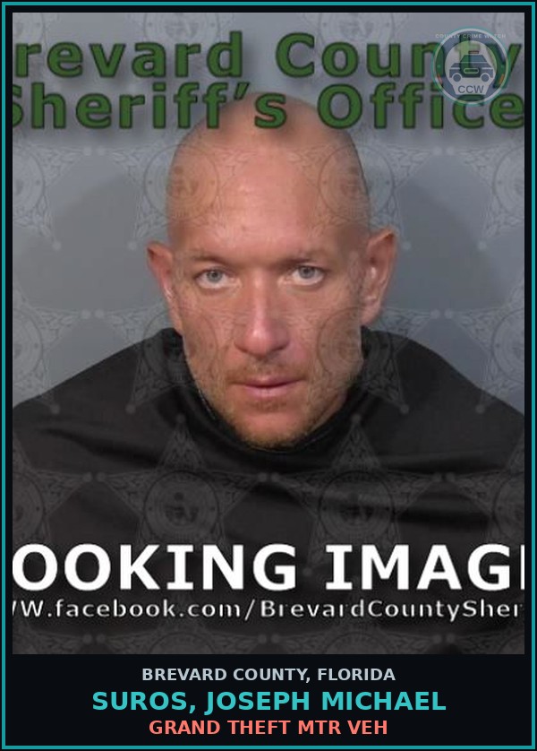 Booking mugshot of SUROS, JOSEPH MICHAEL in Brevard County