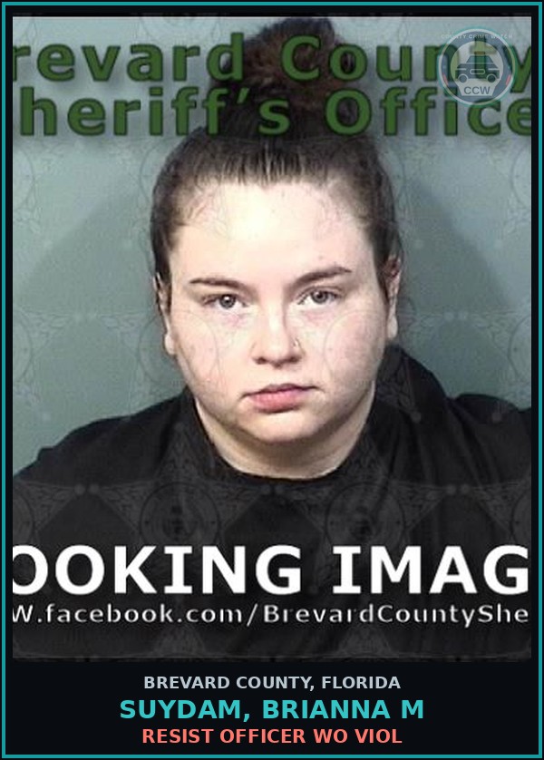 Booking mugshot of SUYDAM, BRIANNA M in Brevard County