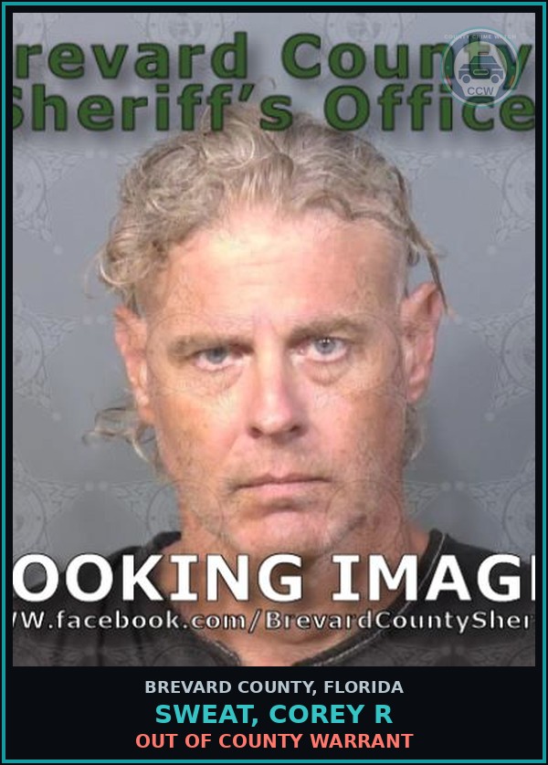 Booking mugshot of SWEAT, COREY R in Brevard County