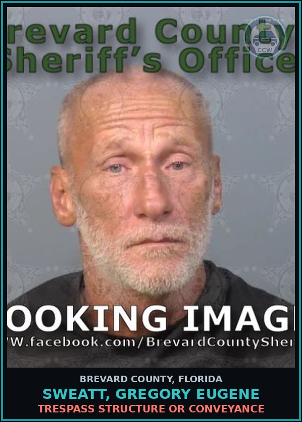 Booking mugshot of SWEATT, GREGORY EUGENE in Brevard County
