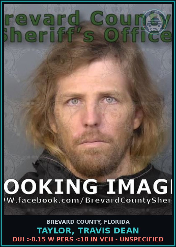 Booking mugshot of TAYLOR, TRAVIS DEAN in Brevard County
