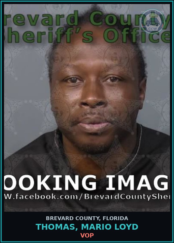 Booking mugshot of THOMAS, MARIO LOYD in Brevard County