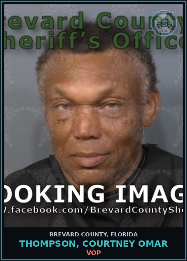 Booking mugshot of THOMPSON, COURTNEY OMAR in Brevard County