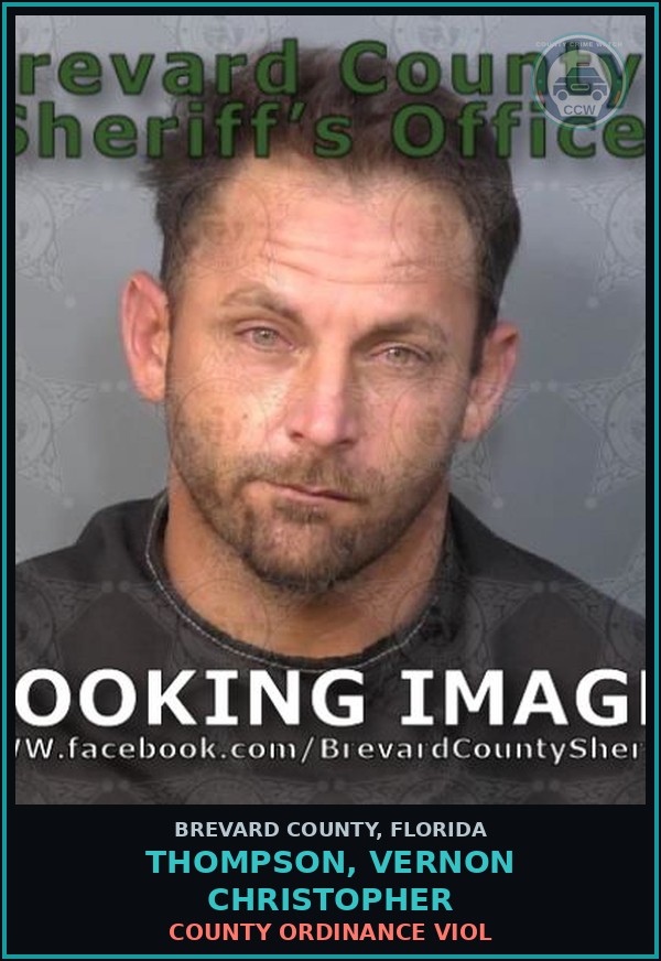 Booking mugshot of THOMPSON, VERNON CHRISTOPHER in Brevard County