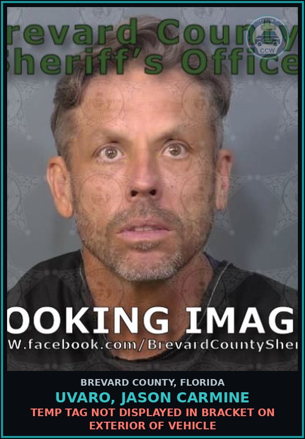 Booking mugshot of UVARO, JASON CARMINE in Brevard County