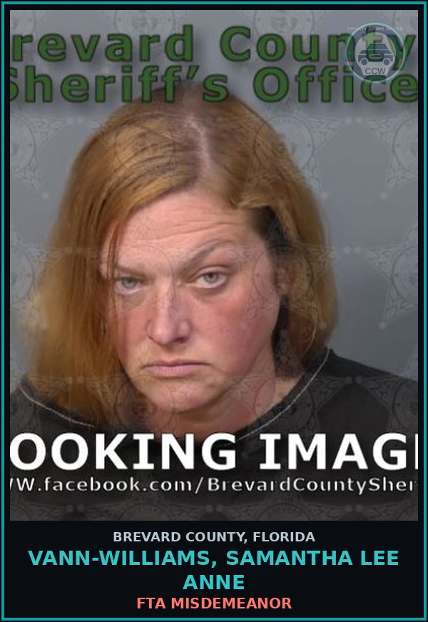 Booking mugshot of Vann-Williams, Samantha Lee Anne in Brevard County