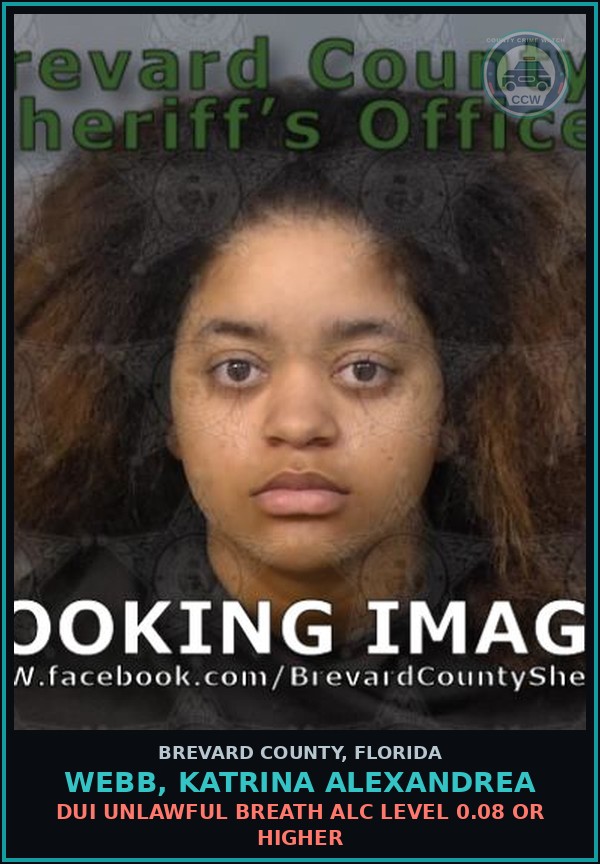 Booking mugshot of WEBB, KATRINA ALEXANDREA in Brevard County