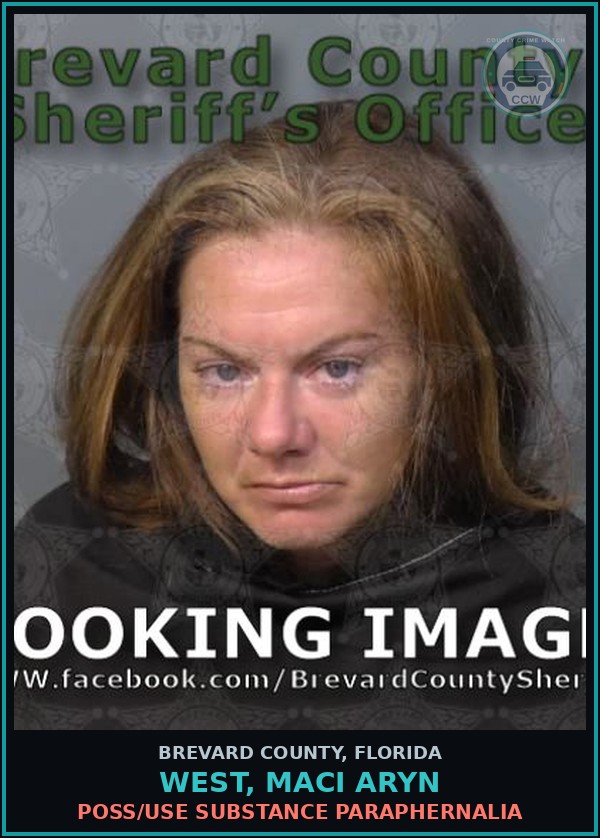 Booking mugshot of WEST, MACI ARYN in Brevard County
