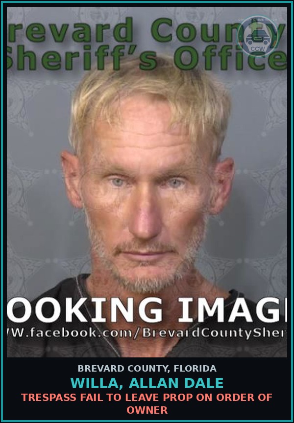 Booking mugshot of WILLA, ALLAN DALE in Brevard County
