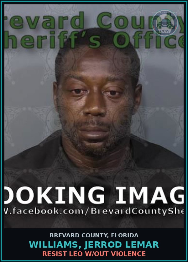 Booking mugshot of Williams, Jerrod Lemar in Brevard County