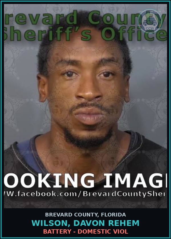 Booking mugshot of WILSON, DAVON REHEM in Brevard County