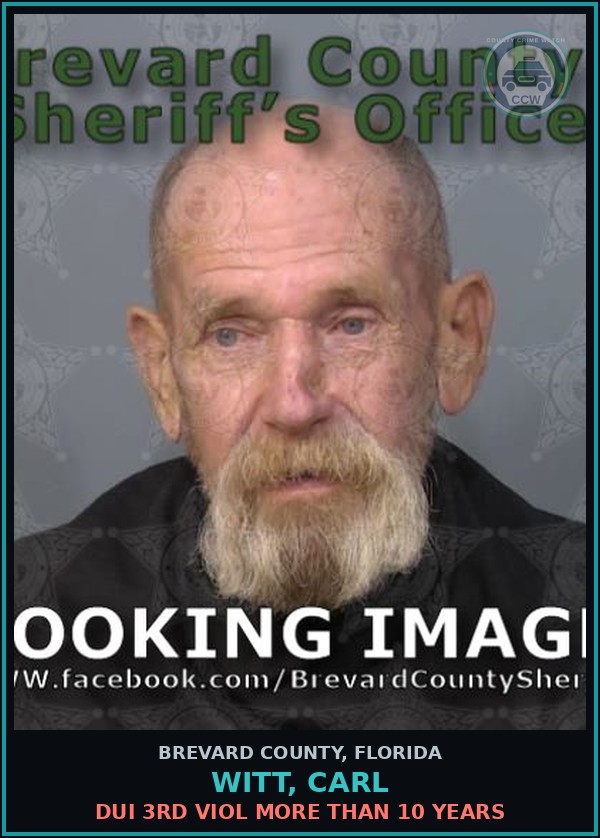Booking mugshot of WITT, CARL in Brevard County