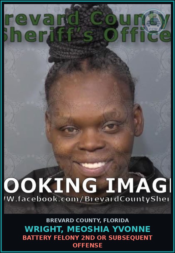 Booking mugshot of Wright, Meoshia Yvonne in Brevard County